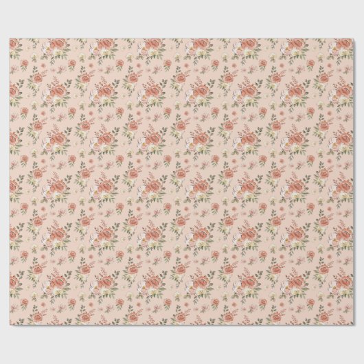Multifloral in Rosa Geschenkpapier (Flach)