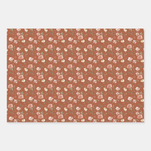 Multifloral von Burnt Orange Geschenkpapier Set (Vorderseite 2)