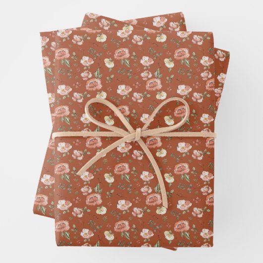 Multifloral von Burnt Orange Geschenkpapier Set (Beispiel)