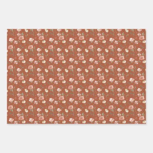 Multifloral von Burnt Orange Geschenkpapier Set (Vorderseite)