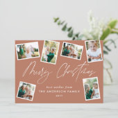 MultiFoto Modernes, elegantes Drehbuch Terracotta- Feiertagskarte (Stehend Vorderseite)