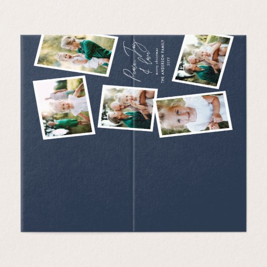 MultiFoto Modernes, elegantes Skript-blaues Party (Außenseite Aufgefaltet)