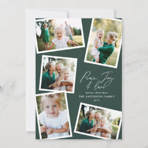 MultiFoto Modernes, elegantes Skript-Grün-Party Feiertagskarte
