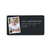 MultiFoto Modernes, elegantes Skript, schwarzes Pa Adressaufkleber (Vorne)