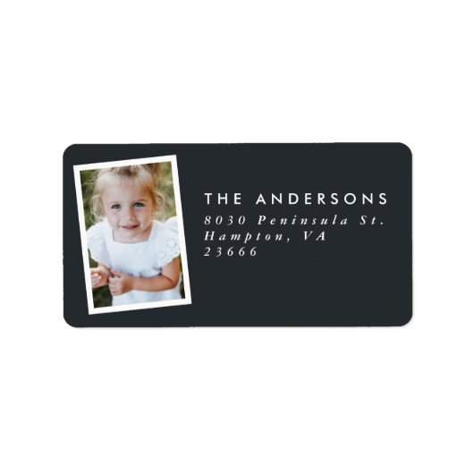 MultiFoto Modernes, elegantes Skript, schwarzes Pa Adressaufkleber (Vorne)