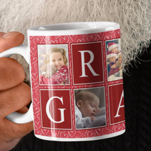Multifoto Rotes Herzmuster Großer Foto Kaffeetasse