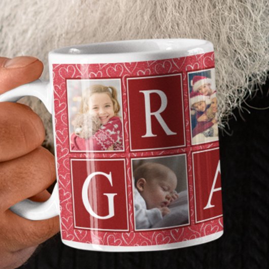 Multifoto Rotes Herzmuster Großer Foto Kaffeetasse