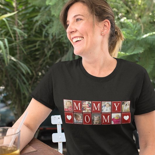 Multifotomodell mit Mommy Text Foto T-Shirt