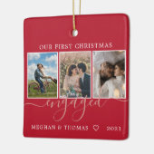 Multifotos first Christmas Engaged Red Keramikornament (Links)