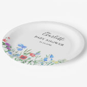 Multihued Wildflower Baby Shower Celebration Pappteller (Schrägansicht)