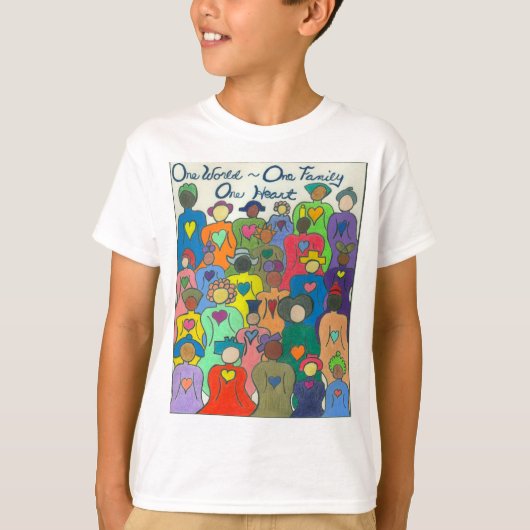 Multikulturelle 1 Welt, 1 Familie, 1 Herzt-shirt T-Shirt (Vorderseite)