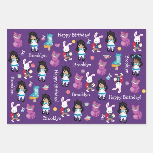 Multikulturelle Alice im Wunderland Geschenkpapier Set (Vorderseite 3)