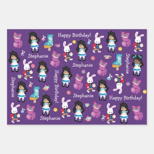 Multikulturelle Alice im Wunderland Geschenkpapier Set (Vorderseite)