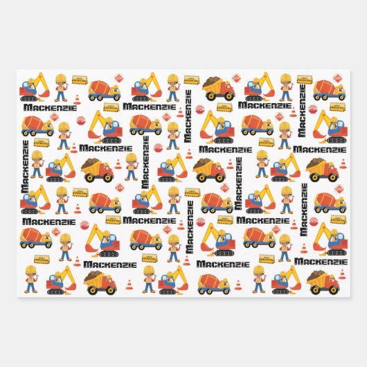 Multikulturelle Boy Construction Personalisiert Geschenkpapier Set (Vorderseite 2)