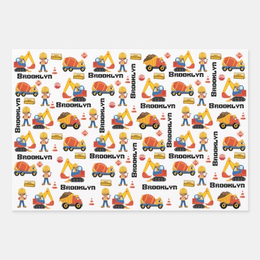 Multikulturelle Boy Construction Personalisiert Geschenkpapier Set (Vorderseite)