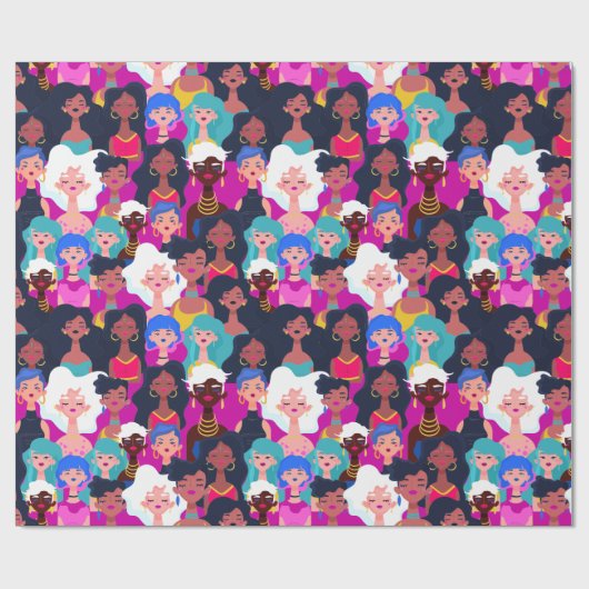 Multikulturelle Frauenfarbenmuster Geschenkpapier (Flach)
