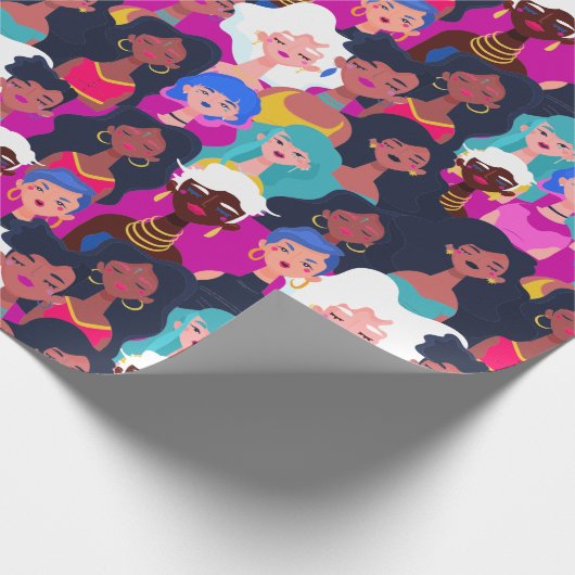 Multikulturelle Frauenfarbenmuster Geschenkpapier (Ecke)