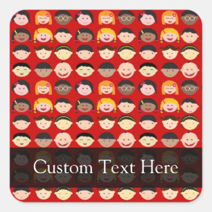 Multikulturelle Kinder Quadratischer Aufkleber