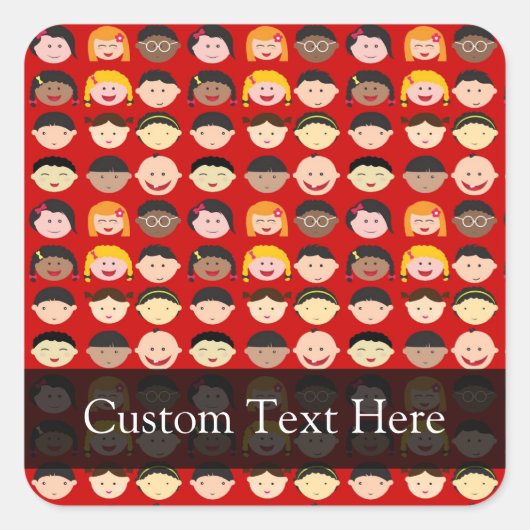 Multikulturelle Kinder Quadratischer Aufkleber (Vorderseite)