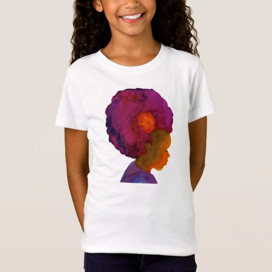 Multikultureller rosa Afro-Silhouette-Mädchen-T - T-Shirt (Vorderseite)