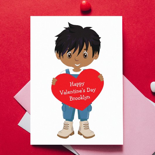 Multikultureller Valentinstag für Jungen Karte