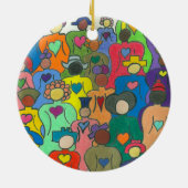 Multikultureller Weihnachtskreis Ornament-2 versah Keramikornament (Hinten)