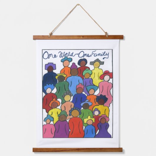 Multikulturelles Band Wandteppich Mit Holzrahmen (Vorderseite)