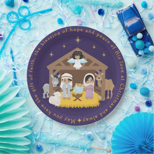 Multikulturelles Krippenpapier Pappteller (Party)
