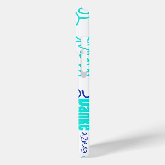 Multilingual Blue Turquoise Vielen Dank Topographi Case-Mate iPhone Hülle (Rückseite / Links)