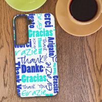 Multilingual Blue Turquoise Vielen Dank Topographi