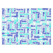 Multilingual Blue Turquoise Vielen Dank Typografie Tischdecke (Vorderseite (Horizontal))