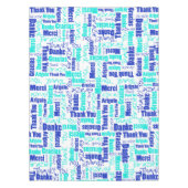 Multilingual Blue Turquoise Vielen Dank Typografie Tischdecke (Vorderseite)