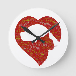 Multilingual Friendship Clock Runde Wanduhr