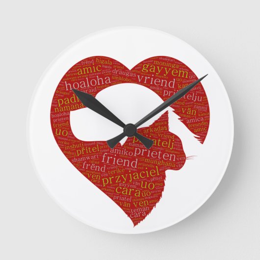 Multilingual Friendship Clock Runde Wanduhr (Vorderseite)