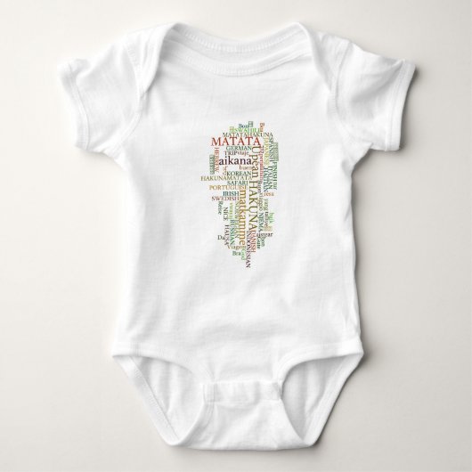 Multilingual Hakuna Matata Global Word Cloud Art Baby Strampler (Vorderseite)