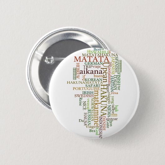 Multilingual Hakuna Matata Global Word Cloud Art Button (Vorne & Hinten)