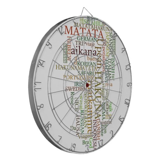 Multilingual Hakuna Matata Global Word Cloud Art Dartscheibe (Vorderseite Links)