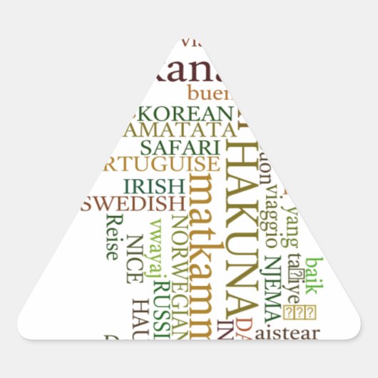 Multilingual Hakuna Matata Global Word Cloud Art Dreieckiger Aufkleber (Vorderseite)