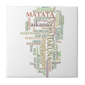 Multilingual Hakuna Matata Global Word Cloud Art Fliese (Vorderseite)