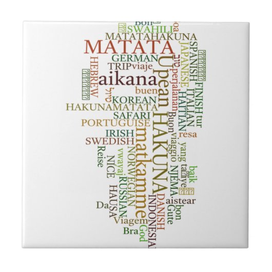 Multilingual Hakuna Matata Global Word Cloud Art Fliese (Vorderseite)
