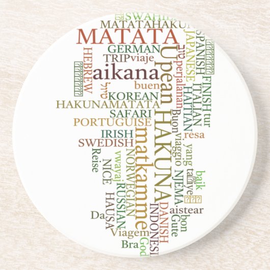 Multilingual Hakuna Matata Global Word Cloud Art Getränkeuntersetzer (Vorne)