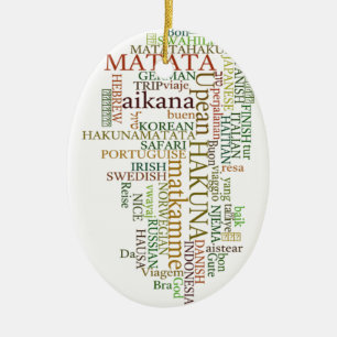 Multilingual Hakuna Matata Global Word Cloud Art Keramik Ornament