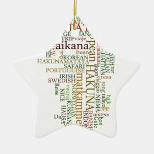 Multilingual Hakuna Matata Global Word Cloud Art Keramikornament