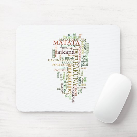 Multilingual Hakuna Matata Global Word Cloud Art Mousepad (Mit Mouse)