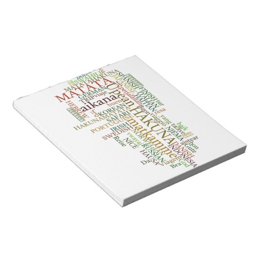 Multilingual Hakuna Matata Global Word Cloud Art Notizblock (angewinkelt)