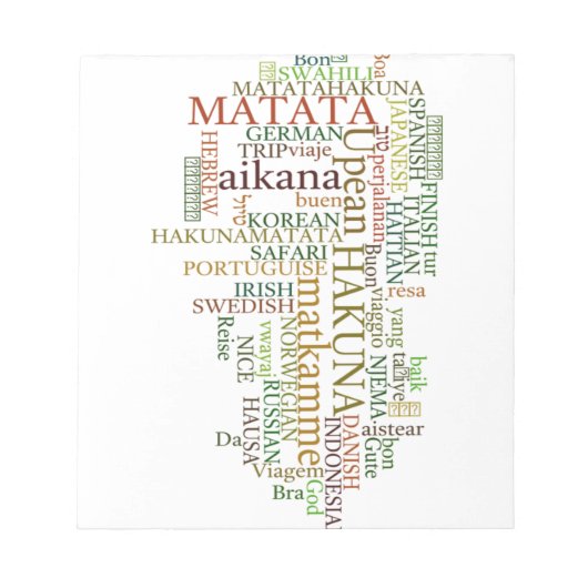 Multilingual Hakuna Matata Global Word Cloud Art Notizblock (Vorderseite)