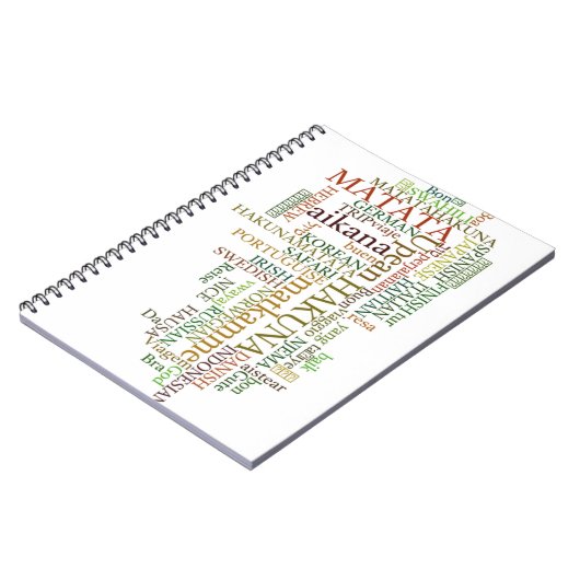 Multilingual Hakuna Matata Global Word Cloud Art Notizblock (Linke Seite)