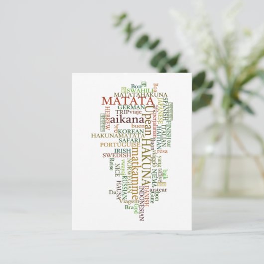 Multilingual Hakuna Matata Global Word Cloud Art Postkarte (Stehend Vorderseite)