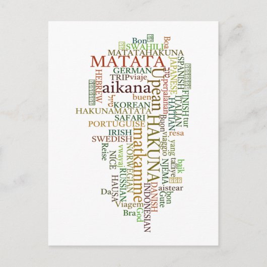 Multilingual Hakuna Matata Global Word Cloud Art Postkarte (Vorderseite)