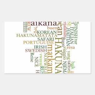 Multilingual Hakuna Matata Global Word Cloud Art Rechteckiger Aufkleber